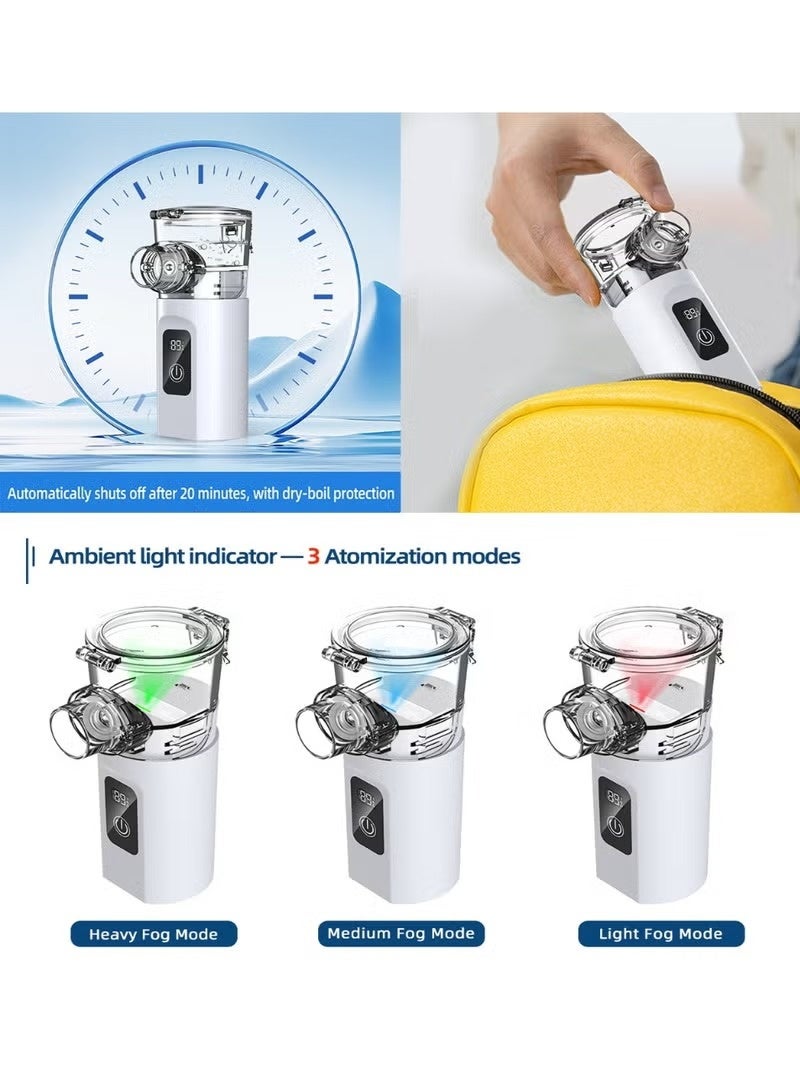 KORAX Newest Smart IPX6 Waterproof Nebulizer for Adults & Kids, Digital Display, Three Atomization Modes, Portable Handheld Atomizer with Automatic Cleaning- Ultrasonic Mesh Atomizer, Cold Mist Large Vapor Inhaler, Quiet Operation, 1800mAh Long Battery Life, Suitable for Children, Home, Office, and Travel - Image 4